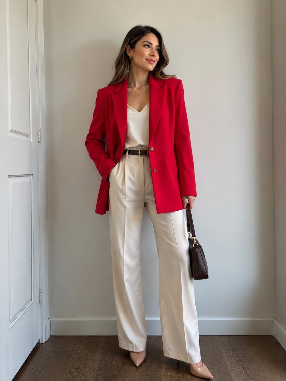 SPANX Red Single-Button Notch-Lapel Blazer - Picture 2 of 5